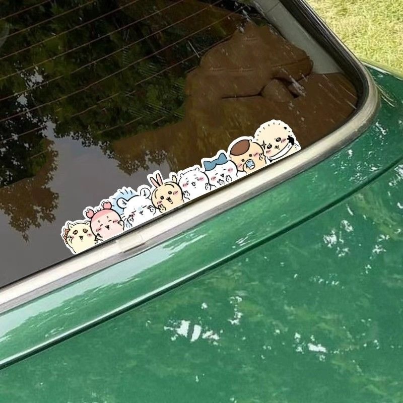 Car Accessories Girly - Kawaii Chiikawa Niedliche Cartoon-Statik-Aufkleber für Autoglas