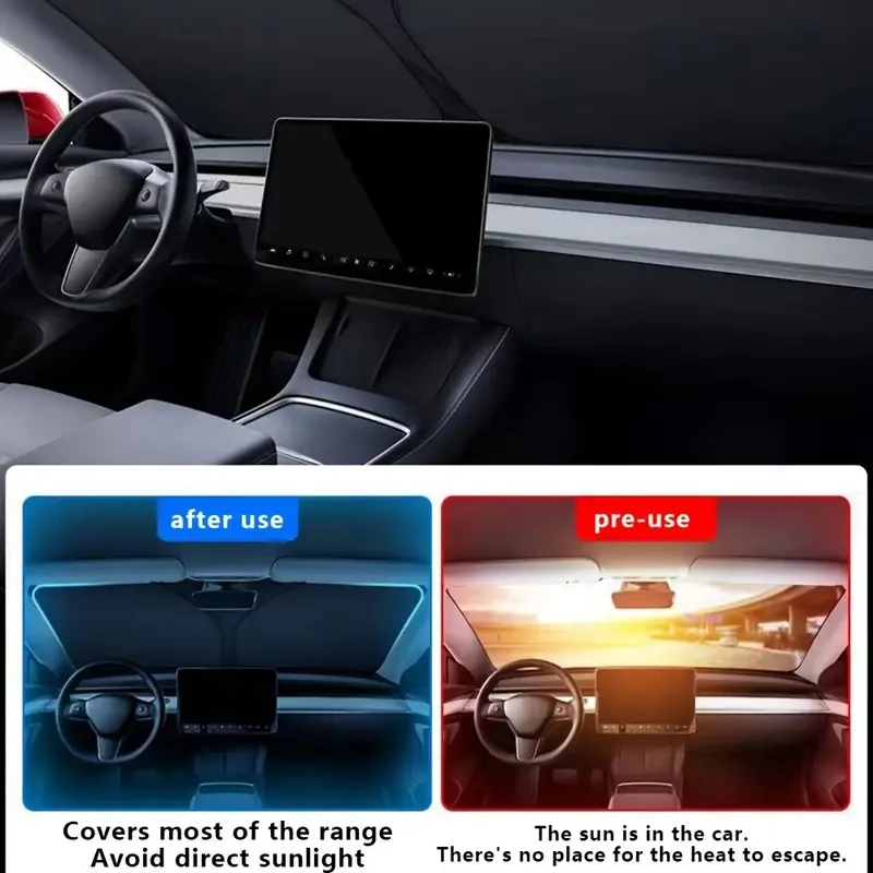Car Accessories Window - Auto-Sonnenschutzrollo für Windschutzscheibe, faltbarer UV-Schutzvorhang, Styling-Zubehör