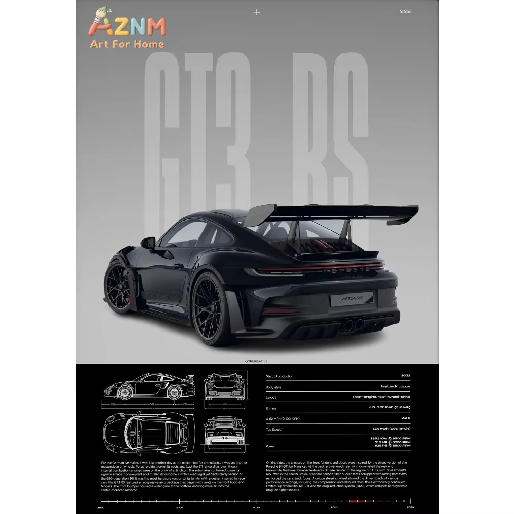 Car Accessories For Inside - 1 Stück Minimalistisches 911 GT3-RS 718