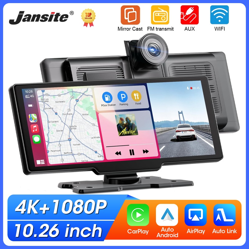 Car Dash Cam - Tragbare 10,26'' Dashcam mit kabellosem CarPlay