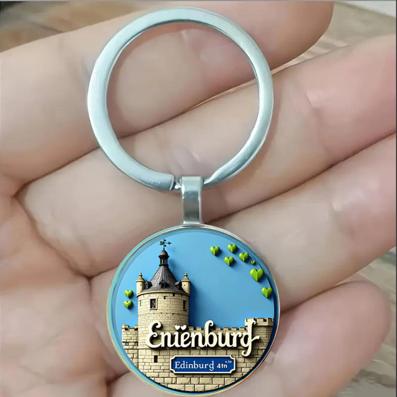 Car Accessories Edinburgh - Runder Schlüsselanhänger im mittelalterlichen Stil mit