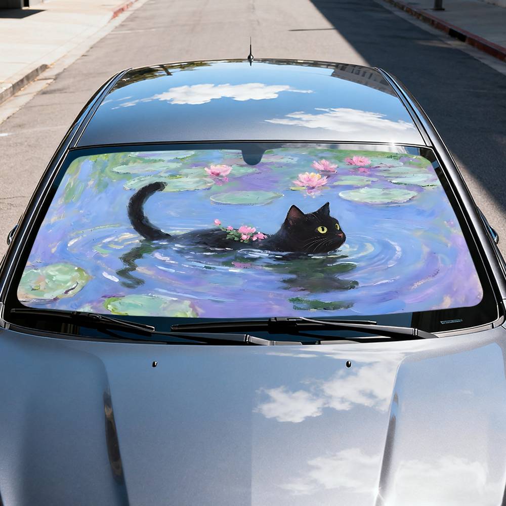 Cartoon Katze im Lotusblatt Au – Car Accessories Window Bewertung und Preis